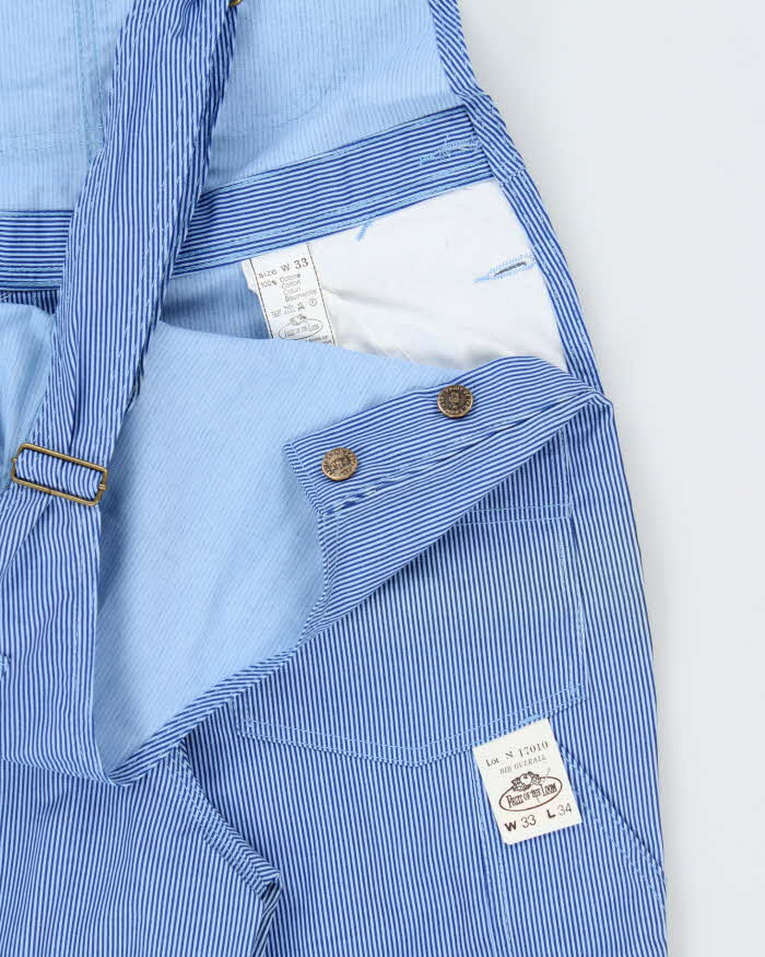 DSWT 1980s Fruit Of The Loom Pinstriped Dungarees - W33 L34