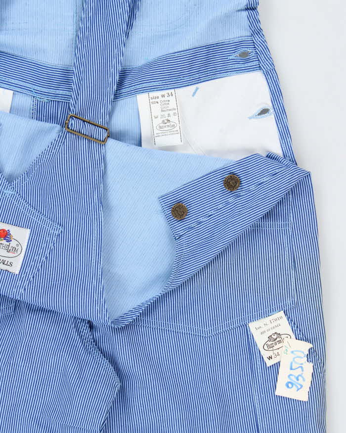 DSWT 1980s Fruit Of The Loom Pinstriped Dungarees - W34 L34