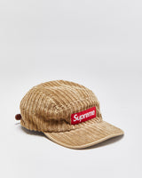 DS SS19 Supreme Rope Corduroy Made In USA Leather Strap 5-Panel Camp Cap - OS
