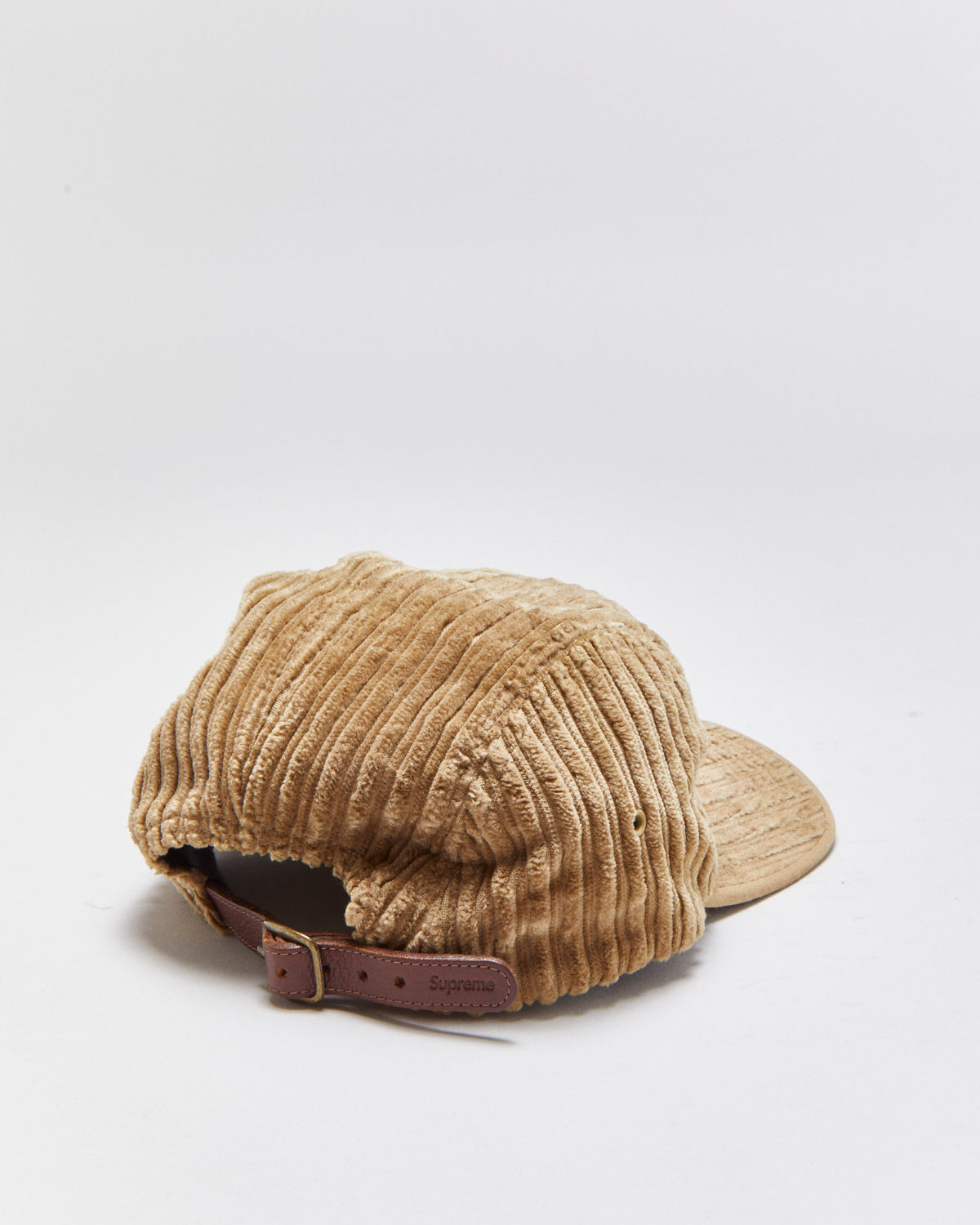 DS SS19 Supreme Rope Corduroy Made In USA Leather Strap 5-Panel Camp Cap - OS