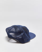 DS Vintage 1990s Shell Motor Oil Indigo Denim Flat Brim Trucker Hat - OS