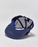 DS Vintage 1990s Shell Motor Oil Indigo Denim Flat Brim Trucker Hat - OS
