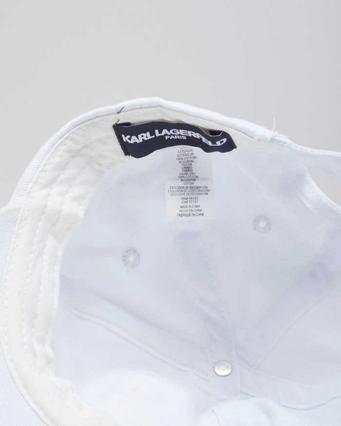 Karl Lagerfeld Embroidered White Cap - O/S