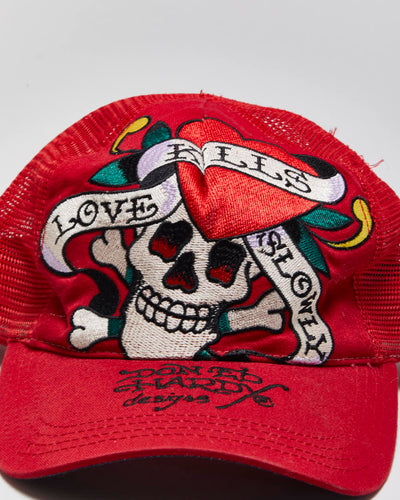 Vintage Y2K 00s Ed Hardy Embroidered Trucker Cap - O/S