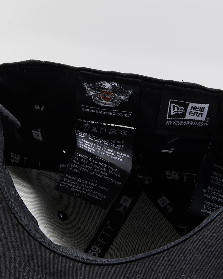Vintage Black Harley Davidson New Era Fitted Cap -  L