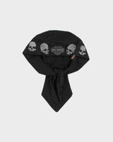 Vintage Y2K 00s Harley Davidson Canvas Embroidered Biker Du Rag Skull Cap - S