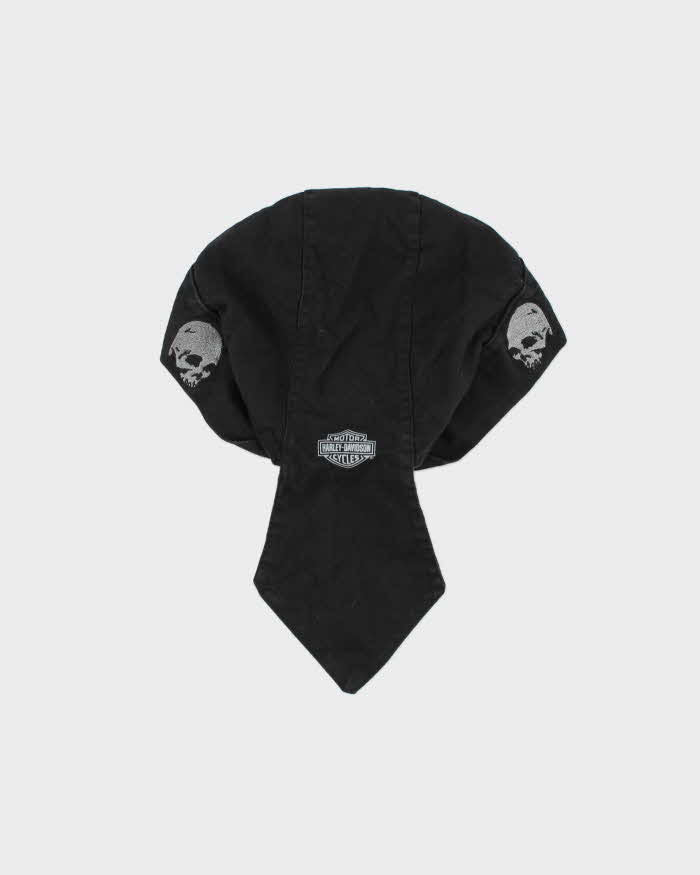 Vintage Y2K 00s Harley Davidson Canvas Embroidered Biker Du Rag Skull Cap - S
