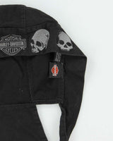 Vintage Y2K 00s Harley Davidson Canvas Embroidered Biker Du Rag Skull Cap - S