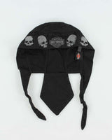 Vintage Y2K 00s Harley Davidson Canvas Embroidered Biker Du Rag Skull Cap - S