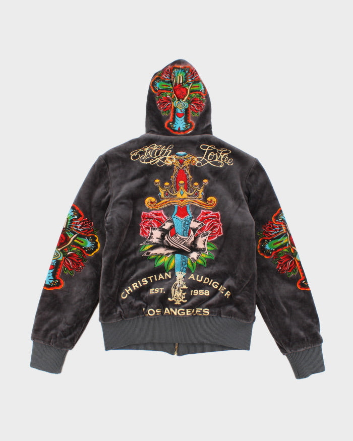 トップス Ed Hardy by Christian Audigier Rare Vintage 00s Christian Audigier X Ed Hardy Hoodie - S – Rokit