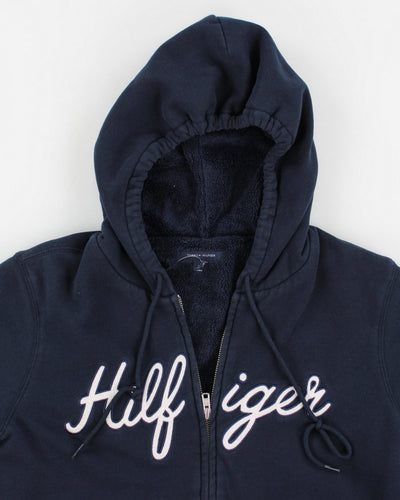 00s Tommy Hilfiger Navy Fleece Lined Hoodie - L
