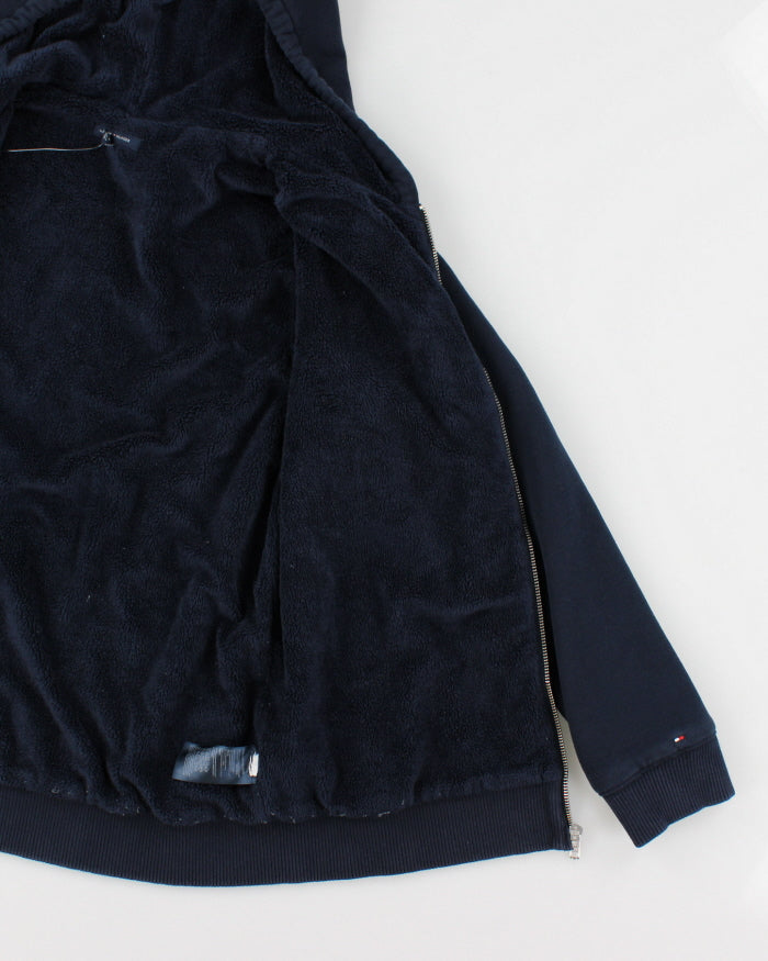 00s Tommy Hilfiger Navy Fleece Lined Hoodie - L