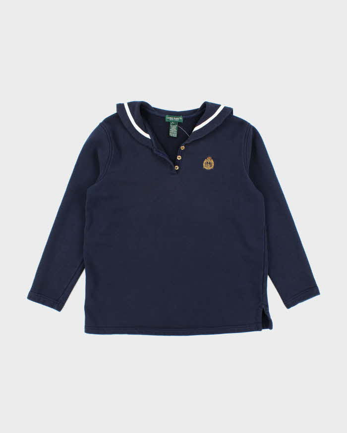 00s Ralph Lauren Sailor Collar Quarter Button Sweatshirt - L