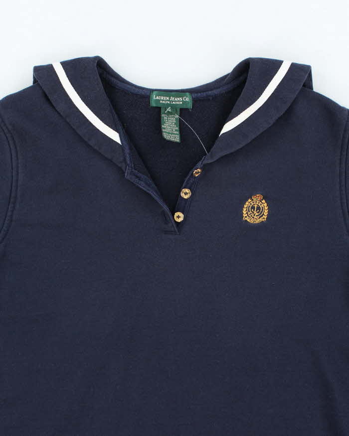 00s Ralph Lauren Sailor Collar Quarter Button Sweatshirt - L