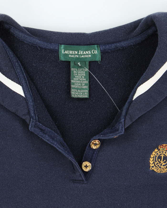 00s Ralph Lauren Sailor Collar Quarter Button Sweatshirt - L