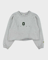 Vintage 1990s Disney Duck Shop Made In USA Marl Grey Cropped Crewneck Sweatshirt - M
