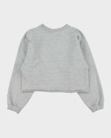 Vintage 1990s Disney Duck Shop Made In USA Marl Grey Cropped Crewneck Sweatshirt - M