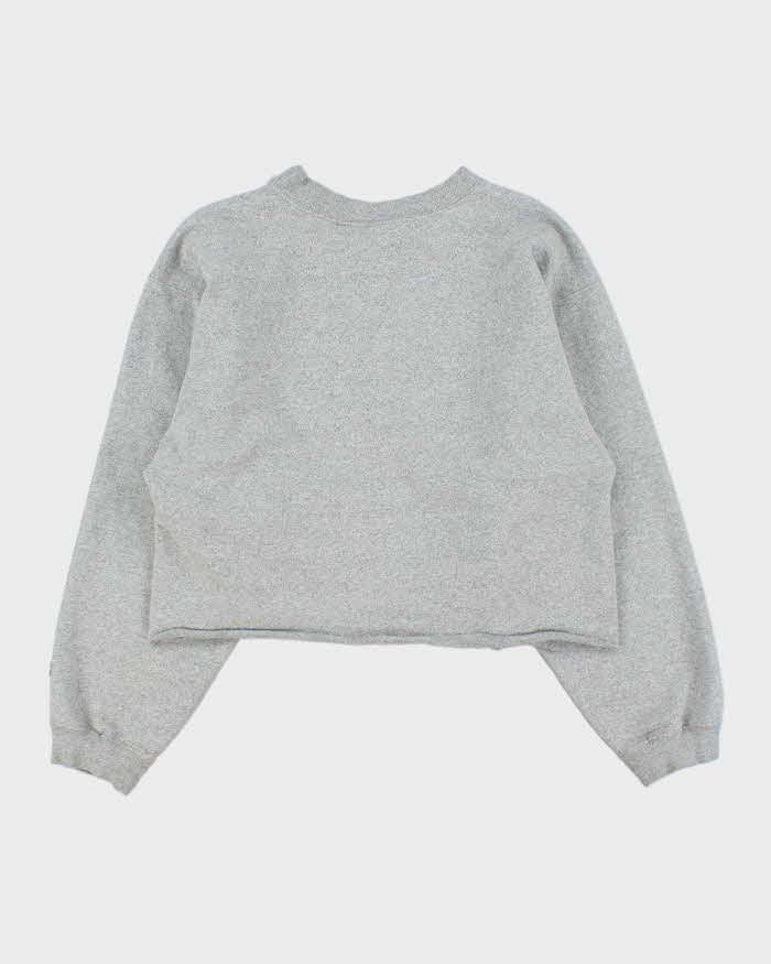 Vintage 1990s Disney Duck Shop Made In USA Marl Grey Cropped Crewneck Sweatshirt - M