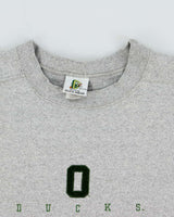 Vintage 1990s Disney Duck Shop Made In USA Marl Grey Cropped Crewneck Sweatshirt - M