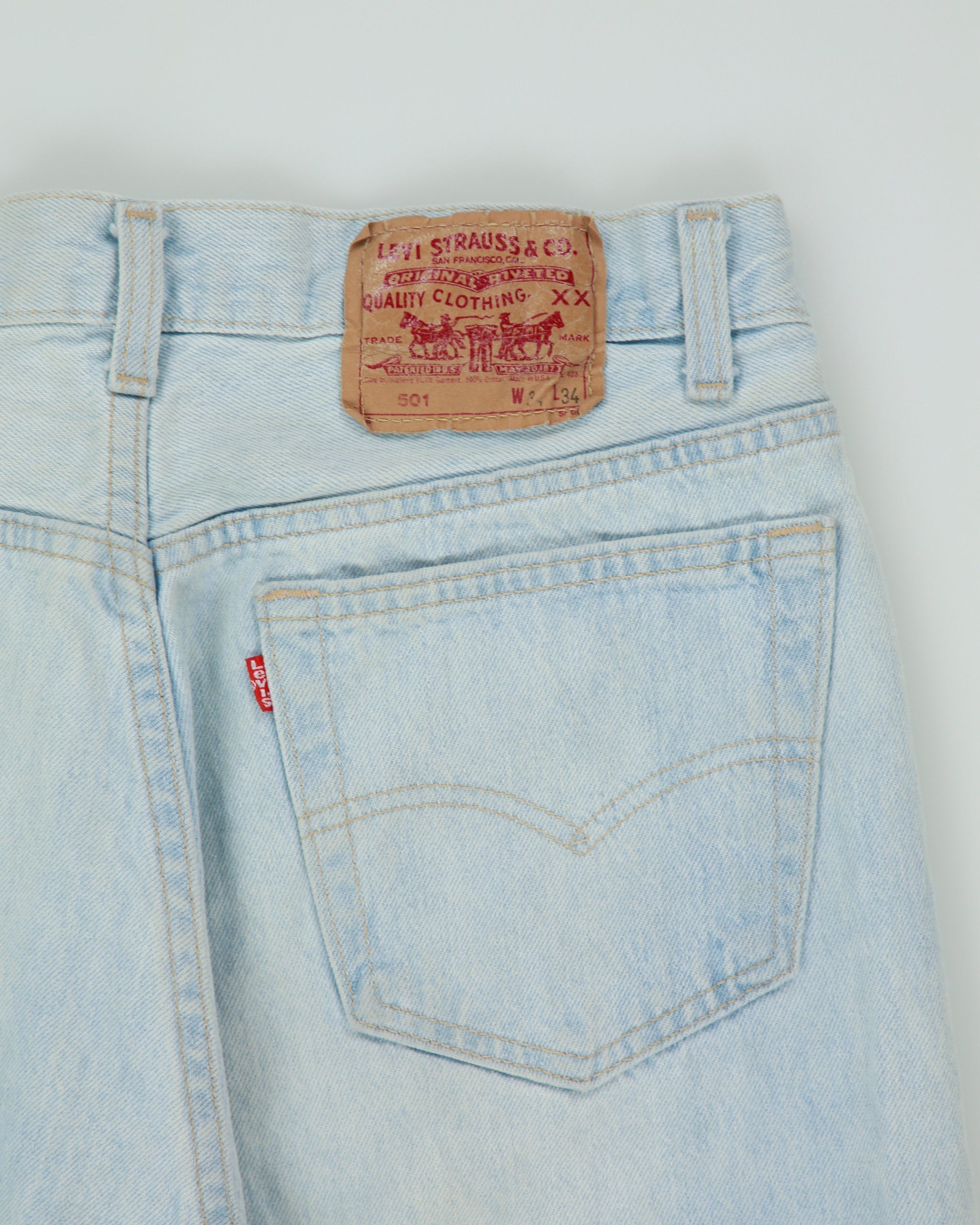 Vintage 1989 Levi's 501 Red Batwing Made In USA Jeans - W31 L34