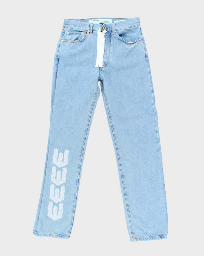 Off White Straight Leg Light Wash Denim Jeans - W28 L30