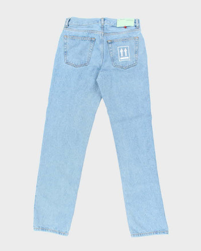 Off White Straight Leg Light Wash Denim Jeans - W28 L30
