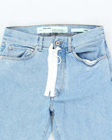 Off White Straight Leg Light Wash Denim Jeans - W28 L30