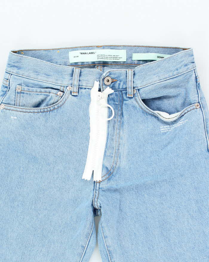 Off White Straight Leg Light Wash Denim Jeans - W28 L30