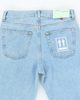 Off White Straight Leg Light Wash Denim Jeans - W28 L30