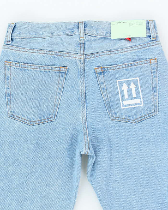 Off White Straight Leg Light Wash Denim Jeans - W28 L30
