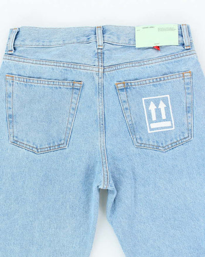 Off White Straight Leg Light Wash Denim Jeans - W28 L30