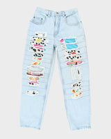 Vintage 90's Light Wash Customised Relaxed Fit Jeans - W28 L29