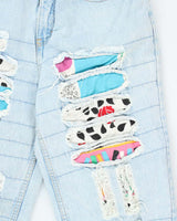 Vintage 90's Light Wash Customised Relaxed Fit Jeans - W28 L29