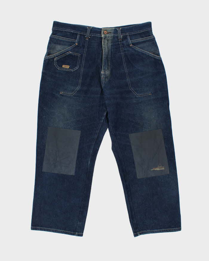 Vintage Y2K 00s Akademics Gene Research Knee Patch Wide Leg Jeans - W40 L29