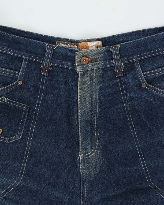 Vintage Y2K 00s Akademics Gene Research Knee Patch Wide Leg Jeans - W40 L29