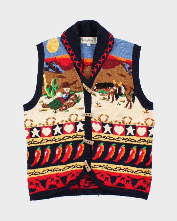 Vintage 90s The Eagle's Eye Western Cowboy Knit Vest - S