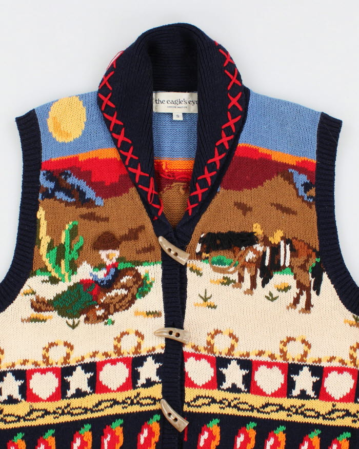 Vintage 90s The Eagle's Eye Western Cowboy Knit Vest - S