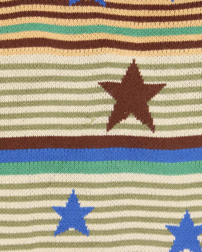 Vintage Unisex YWFG Striped Star Oversized Crewneck Knit Sweater - S