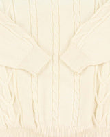 Vintage 1990s Wool Blend Cream Cable-Knit Collared Unisex Sweater - M