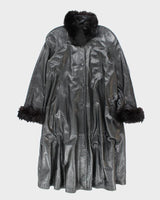 Vintage 90's Long Leather Button Up Overcoat - XL
