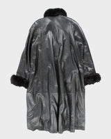 Vintage 90's Long Leather Button Up Overcoat - XL