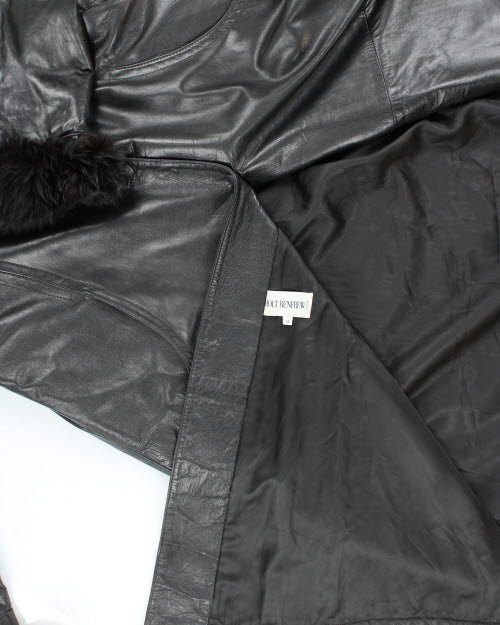 Vintage 90's Long Leather Button Up Overcoat - XL