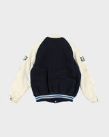Vintage 80's Embroidered College Leather Varsity Jacket - M