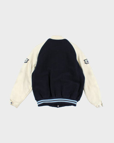 Vintage 80's Embroidered College Leather Varsity Jacket - M