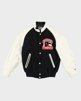 Vintage 80's Panthers Embroidered Leather Varsity Jacket - M