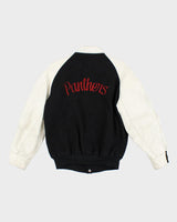 Vintage 80's Panthers Embroidered Leather Varsity Jacket - M