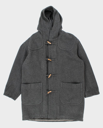 Vintage Sisley Wool Hooded Duffel Coat - M