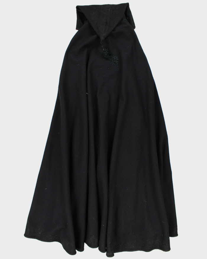 Vintage 70s Black Hooded Kaftan - O/S