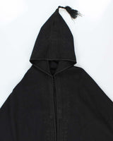 Vintage 70s Black Hooded Kaftan - O/S