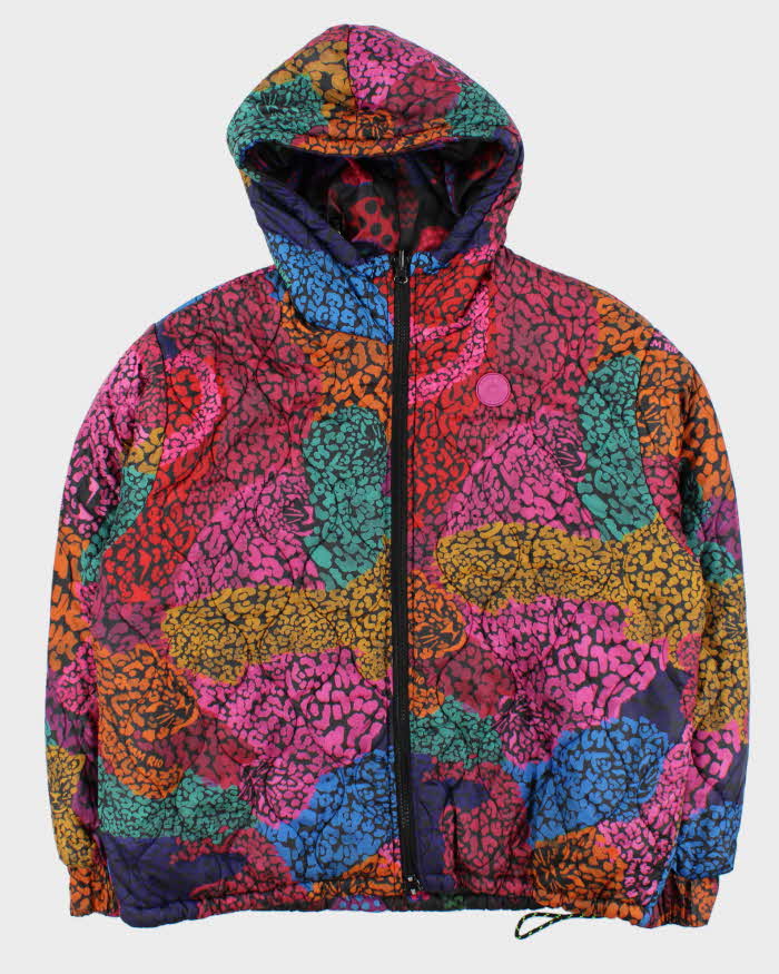 Vintage Farm Rio Multicoloured Patterned Reversible Unisex Hooded Oversized Puffer Jacket - L